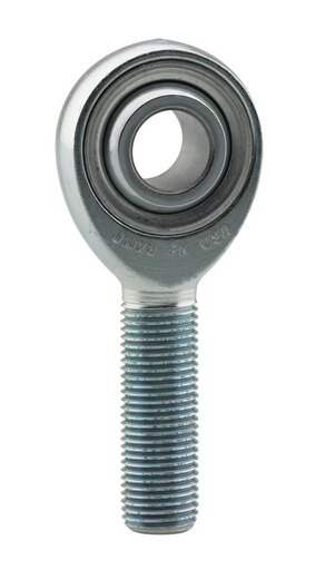 Silver metal rod end with a 7/8-inch diameter, featuring a left-hand threaded 14 pitch, and a Teflon liner visible in the bearing.