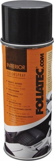 400ml can of FOLIATEC Synthetic Varnish featuring an orange and black design, labeled "INTERIOR COLORSPRAY," with a glossy finish and a spray nozzle at the top.