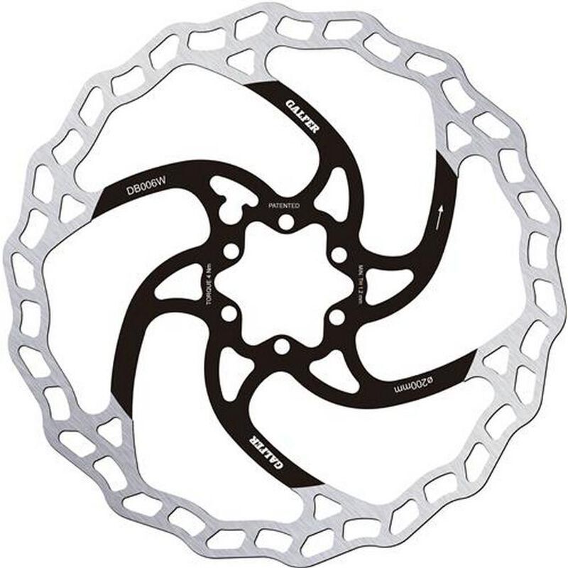 Galfer Wave brake disc features a stainless steel construction with a wave design, black accents, and a diameter of 200 mm, suitable for various bike models.