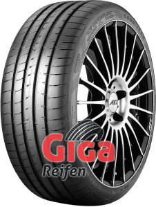 Goodyear Eagle F1 Asymmetric 5 summer tyre features a sleek black design with a distinctive tread pattern, mounted on a stylish alloy wheel with a polished finish.