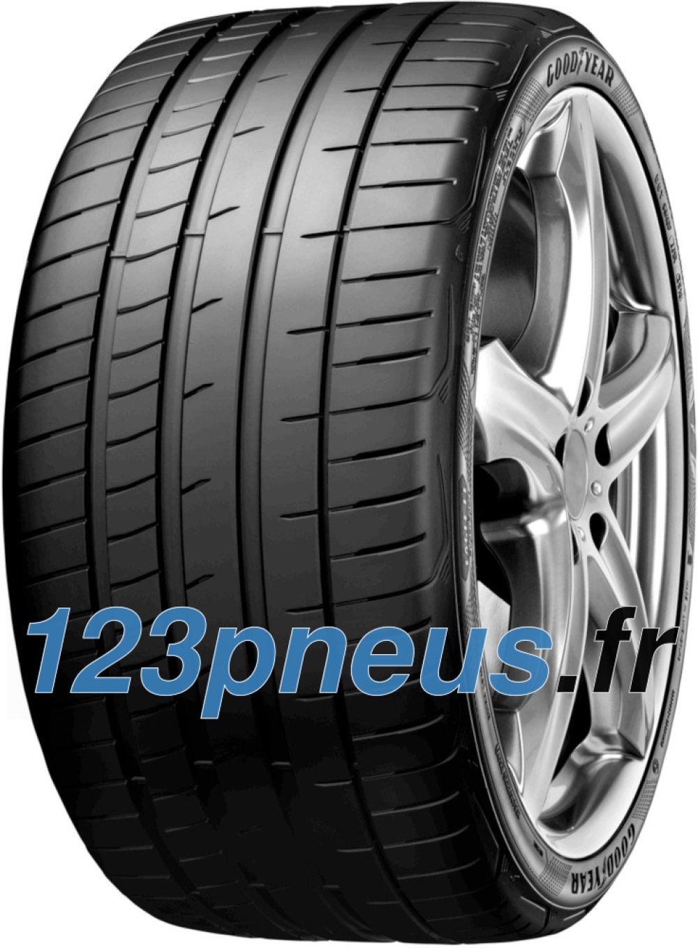 Goodyear EAGLE F1 SUPERSPORT 245/40 R20 summer tyre featuring a sleek black rubber design, deep tread grooves, and a shiny silver alloy wheel.