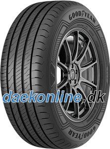 Goodyear EfficientGrip 2 SUV summer tyre, 215/65 R16 size, featuring a black rubber tread with grooves for enhanced grip and a sleek alloy wheel design.