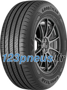 Goodyear EfficientGrip 2 SUV summer tyre with a 225/60 R18 size, featuring a sleek black tread pattern and a modern alloy wheel design.