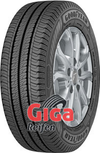 Goodyear EfficientGrip Cargo 2 summer tyre in size 205/65 R15, featuring a black rubber tread with detailed grooves and a silver alloy wheel, branded with Goodyear and Giga Reifen logos.