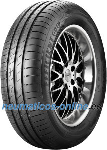 Goodyear EfficientGrip Performance summer car tyre in size 195/50R15, featuring a sleek black tread pattern and shiny alloy wheel rim.