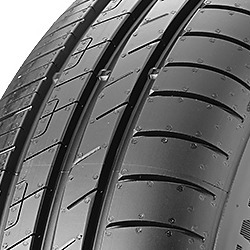 Black summer tyre with a sleek tread pattern, featuring grooves for improved grip, labeled "Goodyear Efficientgrip Perfor 195/55 R15 85H."