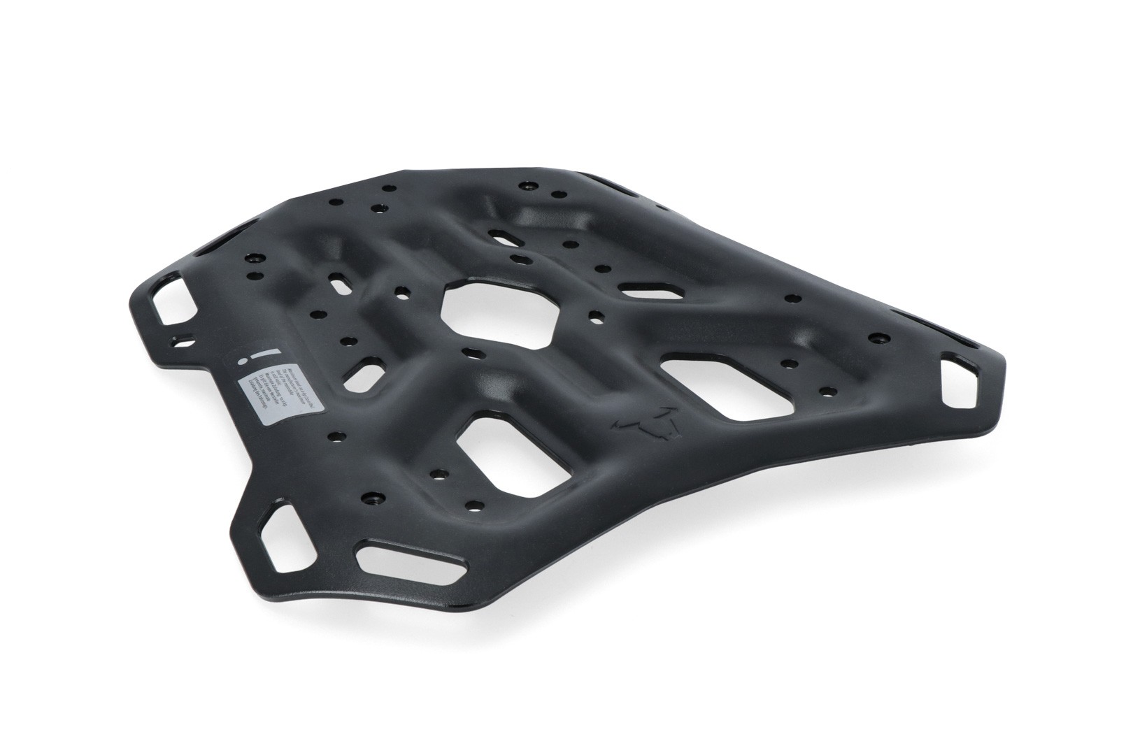 Black SW-Motech ADVENTURE-RACK made of durable material, featuring a textured surface with multiple cutouts and mounting points, designed for Ducati Multistrada V2/V2 S (2024).