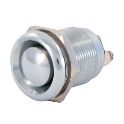 Grayston Push Button Starter in chrome finish with a round, shiny button and a threaded metal body, designed for 25 Amp applications.