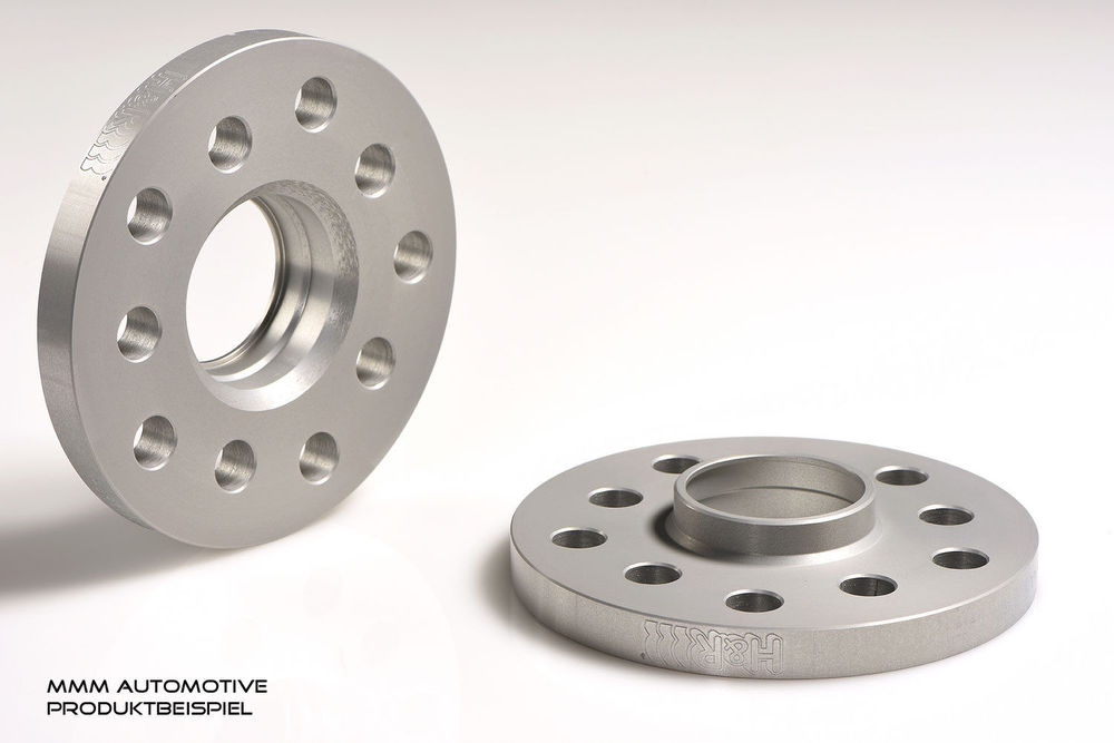 Silver aluminum wheel spacers with a 10mm thickness, featuring four holes and a smooth, machined finish, designed for track widening by 20mm per axle.