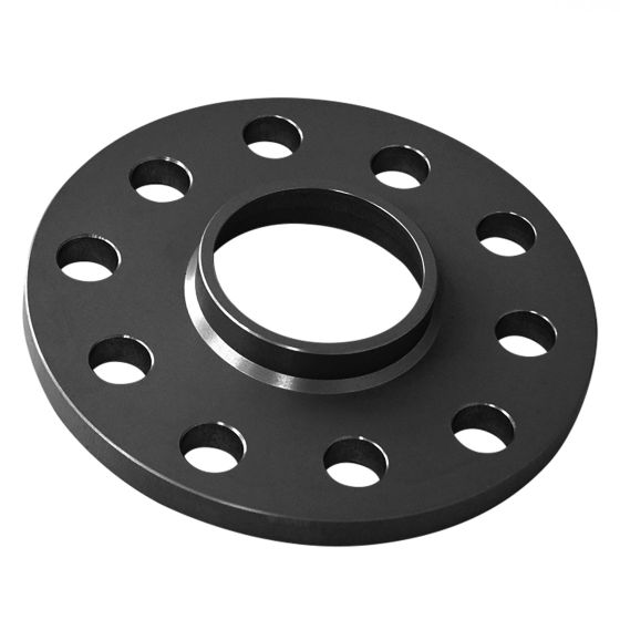 Black aluminum wheel spacer with a 13mm thickness, featuring a central hub and five pairs of holes for mounting, designed for track widening of 26mm per axle.