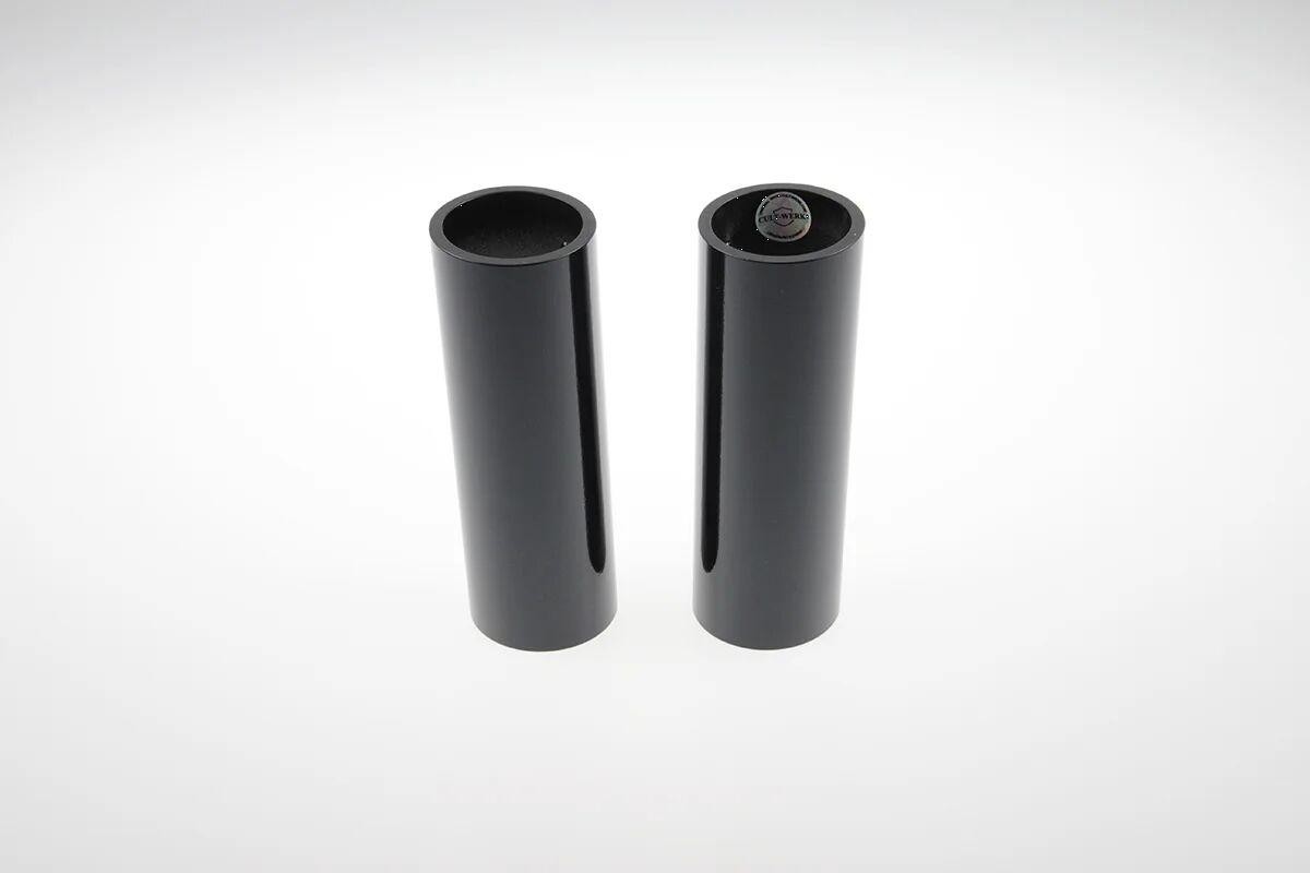 Black HD-BRO015 Cult Werk fork covers designed for Harley Davidson FXSB 1690 2013, featuring a sleek, smooth finish with cutouts for easy installation.