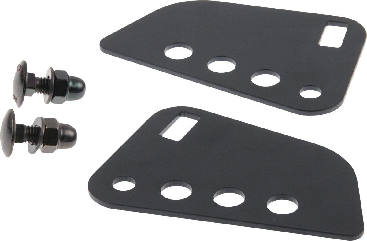 Black metal tank lifter kit for Harley Davidson XL 1200 C (1996-2020), featuring two angled plates with multiple holes and accompanying black screws.