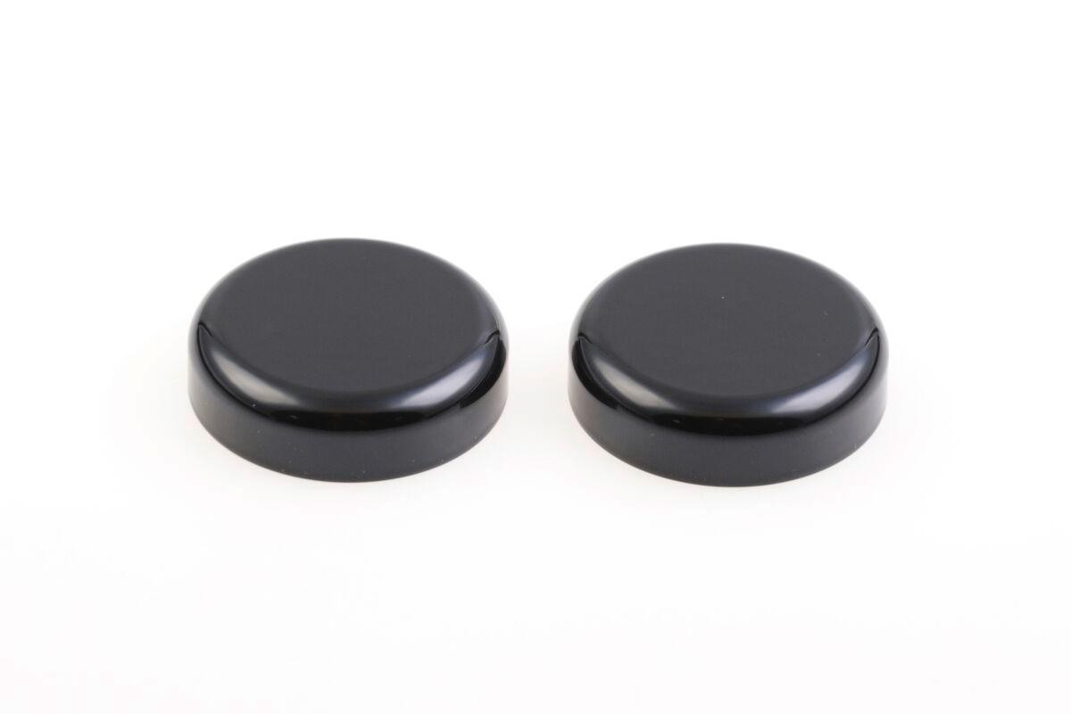 Black HD-SPO017 Cult Werk fork caps designed for Harley Davidson XL 1200 C models from 2015 to 2020, featuring a smooth, rounded surface and durable material.