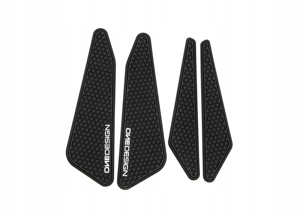 Black rubber tank grips for Yamaha MT-07, featuring a textured surface with hexagonal patterns and "Onedesign" branding in white, designed for enhanced grip and control.