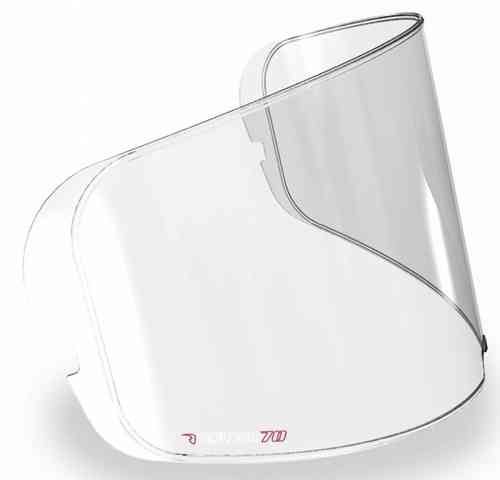 Grey HJC DKS052 Pinlock lens designed for men's helmets, featuring a curved shape and clear material for enhanced visibility and fog resistance.