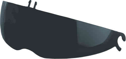 Dark smoke sun visor for HJC helmets, featuring a sleek, curved design and made from durable, tinted material for enhanced visibility and UV protection.