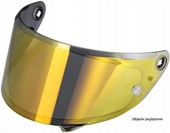 Gold-tinted visor for HJC helmets, featuring a sleek design, compatible with Pinlock, made from durable material with clear visibility and a stylish finish.