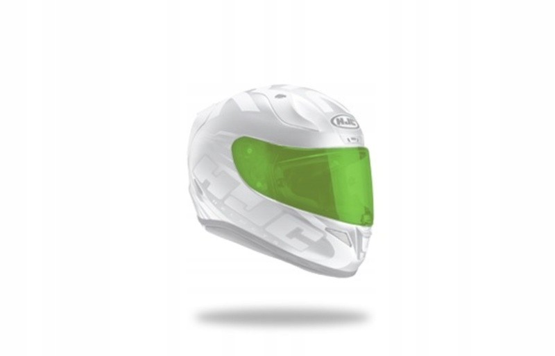 HJC HJ45A helmet visor in silver with a green tint, designed for the HJC F100 helmet, featuring a sleek, aerodynamic shape and Pinlock ready functionality.