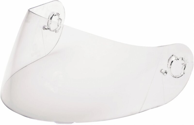 Clear, curved visor made of durable plastic, designed for HJC XD-15 helmets, featuring attachment points on the sides for secure fitting.