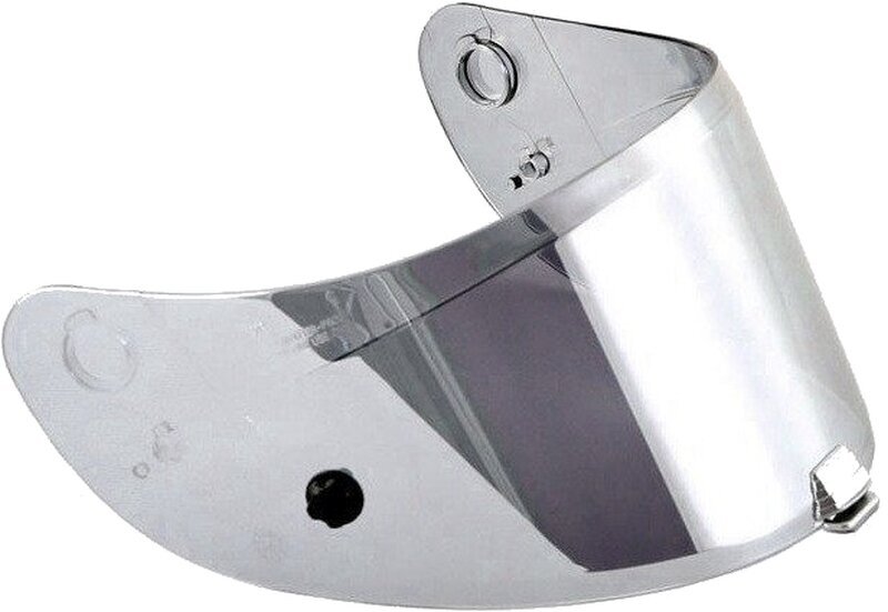 Silver HJC XD-15 visor with a curved design, featuring clear material and attachment points for secure fitting on helmets, ideal for men.