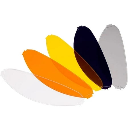 Clear HJC HJ-35 visor for men, featuring a smooth, transparent design, with additional tinted options in yellow, dark, and orange, ideal for motorcycle helmets.