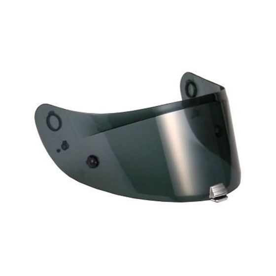 Grey HJC HJ-35 visor made of durable material, featuring a curved design and attachment points for secure fitting on helmets.