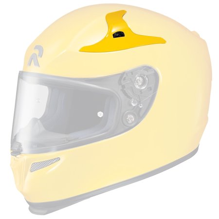 Amber-tinted HJC RPHA HJ-20 Pinlock Racer Visor featuring a sleek design, clear edges, and a prominent yellow top vent for enhanced airflow and visibility.