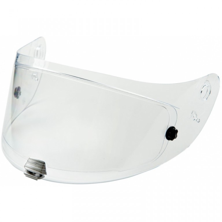 Clear HJC HJ-20P visor designed for RPHA 10 Plus helmets, featuring a smooth, curved shape, side mounting points, and a durable, transparent plastic material.