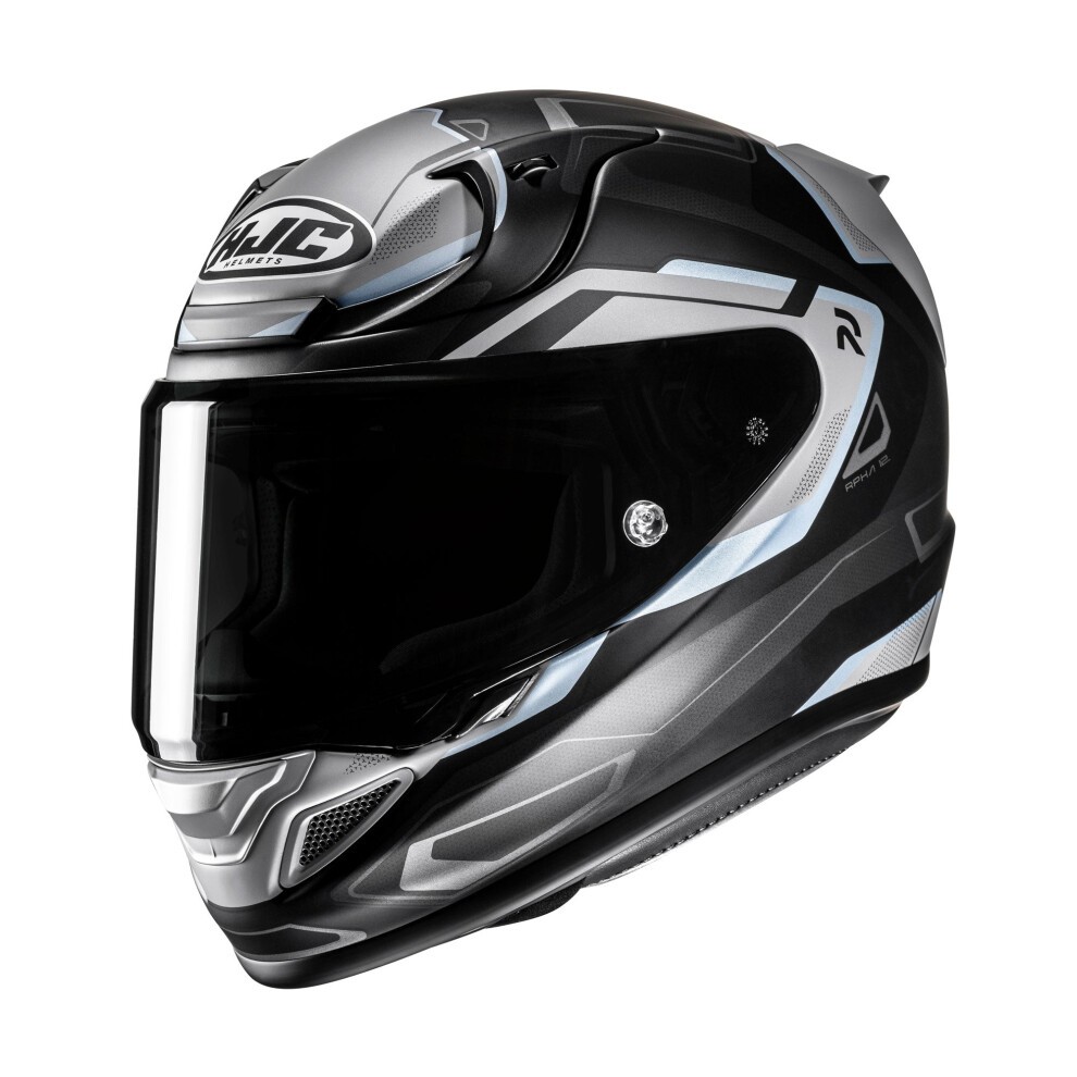 Black and silver HJC RPHA 12 Brels motorcycle helmet in size XS, featuring a sleek aerodynamic design, tinted visor, and reflective accents for enhanced visibility.