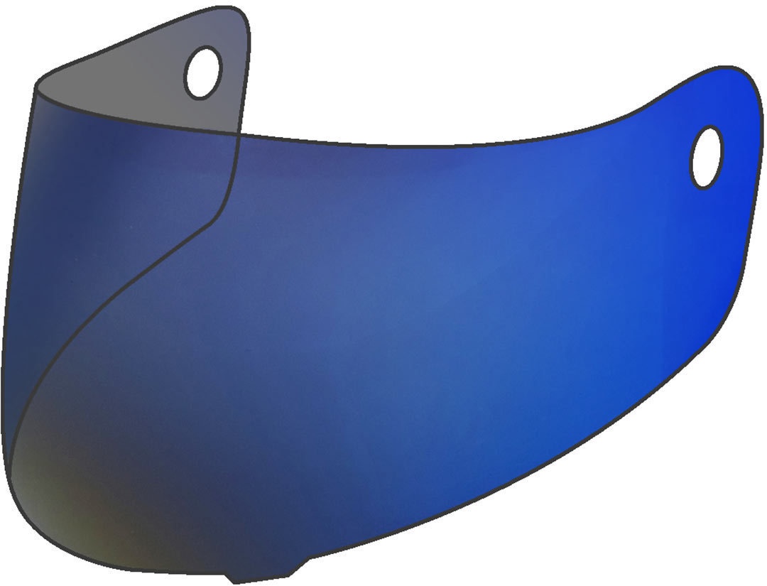 Blue HJC HJ-42 visor designed for men, featuring a smooth, curved shape with two mounting holes for easy attachment to helmets.