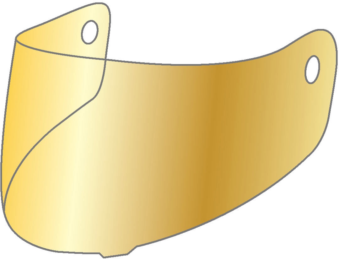 Gold-tinted HJC HJ-42 visor designed for men, featuring a smooth, curved shape with two mounting holes for easy attachment to helmets.