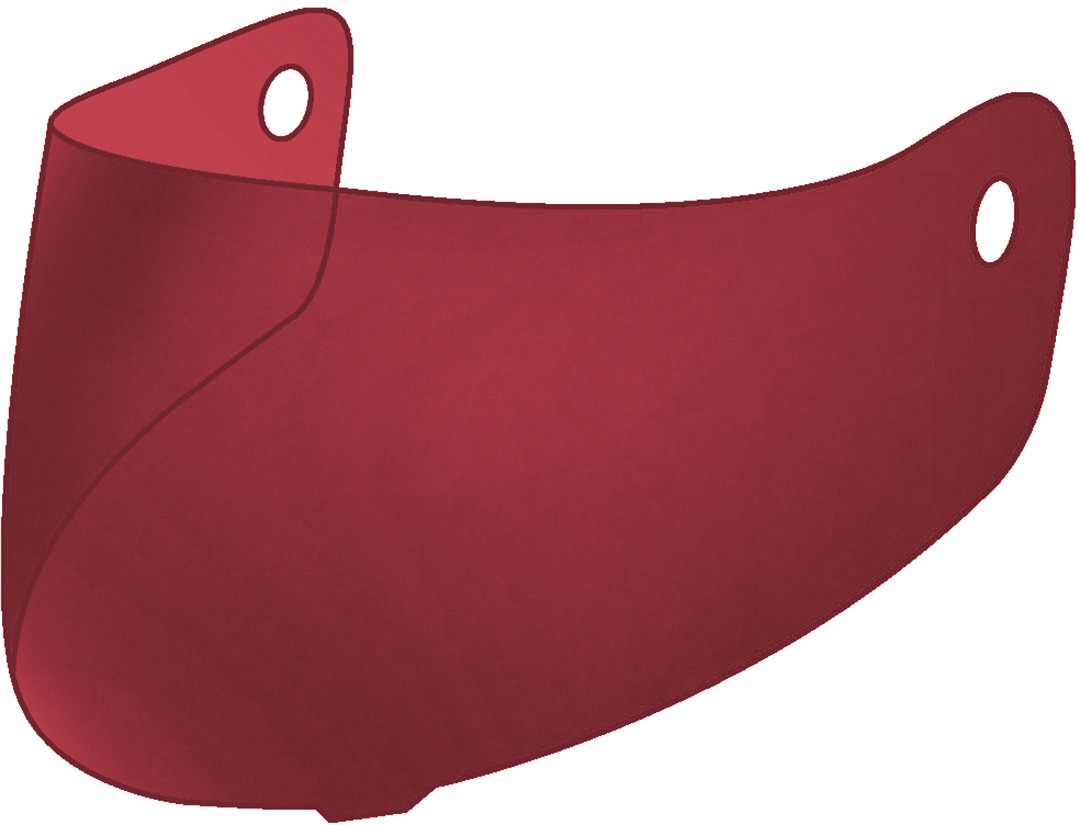 Red HJC HJ-42 visor designed for men, featuring a curved shape with two mounting holes for easy attachment to a helmet.