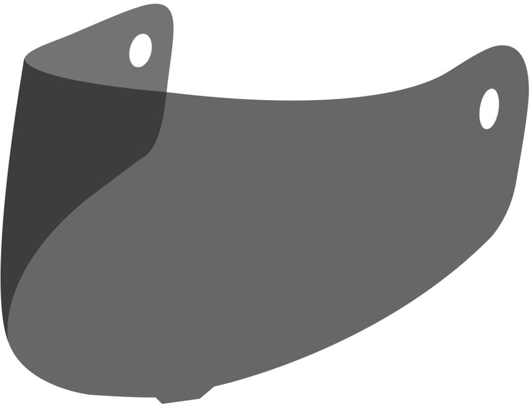 Grey HJC HJ-40 visor made of durable material, featuring a curved design with two mounting holes for easy attachment to helmets.