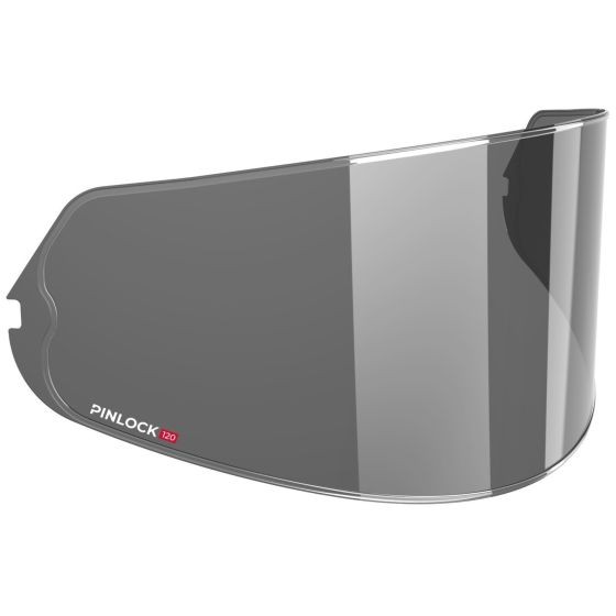 HJC Pinlock 120 MaxVision dark smoke lens, designed for HJ-40 and RPHA 71 helmets, features a sleek, curved design with a glossy finish and the Pinlock logo in red.