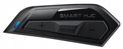 Black HJC Smart 11B Communication System featuring a sleek design, buttons for volume control, and an LED indicator, ideal for enhancing communication while riding.