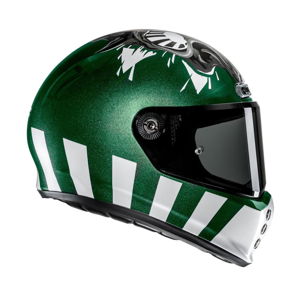 HJC V10 Graphic Motorcycle Helmet - S (55-56cm) - Crania Green, Green/white - image 2