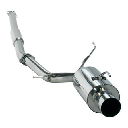 Polished stainless steel exhaust system with a sleek, curved design, featuring a large, chrome tip and mounting brackets, designed for the Mitsubishi EVO9 CT9A with a 4G63 engine.