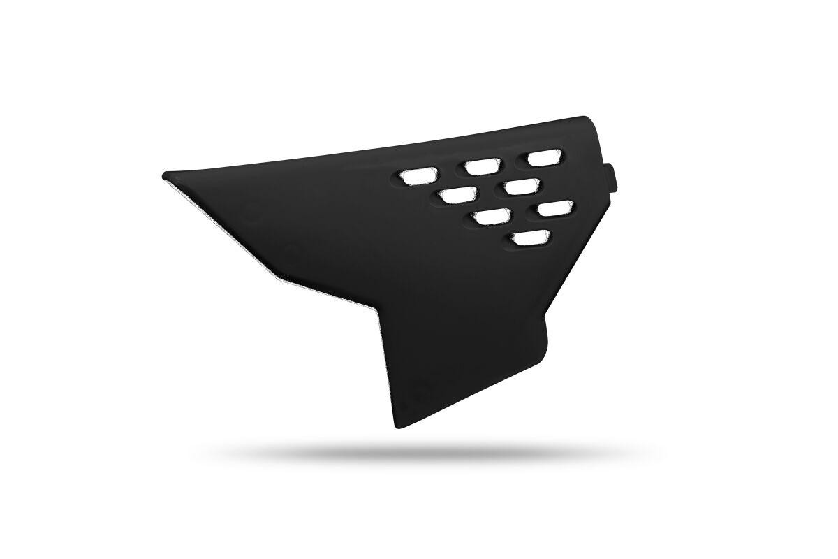 Black UFO air box cover for Husqvarna FC250 2025, featuring a sleek design with multiple ventilation slots and a durable material for enhanced performance.