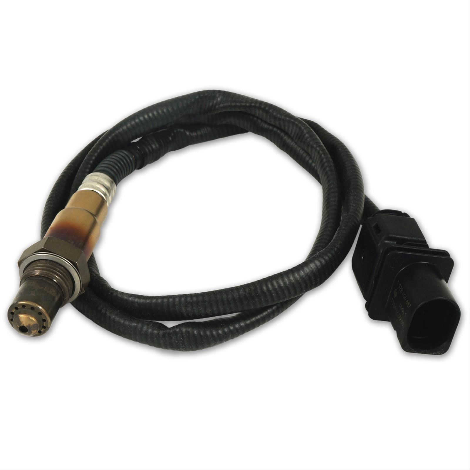 Bosch LSU 4.9 O2 sensor by Innovate Motorsports featuring a metallic sensor tip, black insulated wiring, and a rectangular connector for easy installation.
