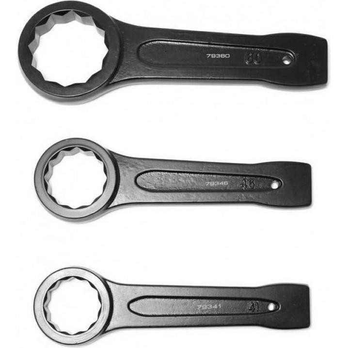 Three JCB 24mm socket wrenches in black steel, featuring a hexagonal opening and flat handles, with engraved model numbers on each tool.