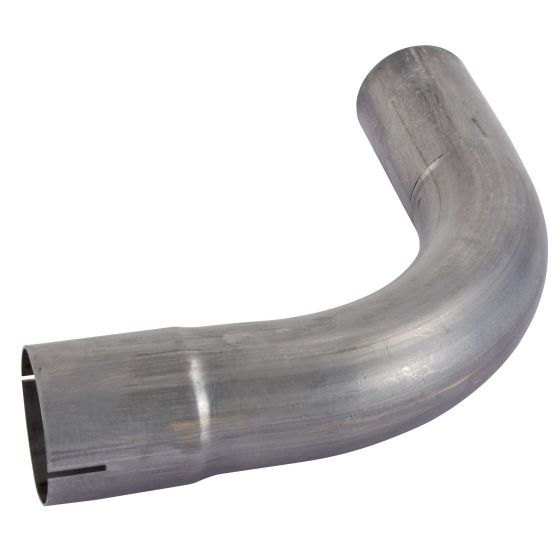 Stainless steel exhaust bend with a 90-degree angle and a 1.75-inch diameter, featuring a smooth, polished surface and a curved design for efficient exhaust flow.
