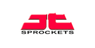 Heavy-duty steel drive chain with 122 links, featuring an X-ring design for enhanced sealing and durability, branded with the JT Sprockets logo in red.