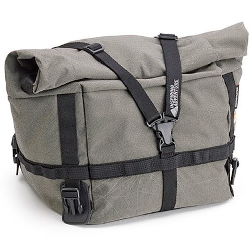 Grey Kappa Inspiring Adventure Racer Motorcycle Tail Bag, 19 litres, featuring a roll-top closure, adjustable straps, and durable material for outdoor use.