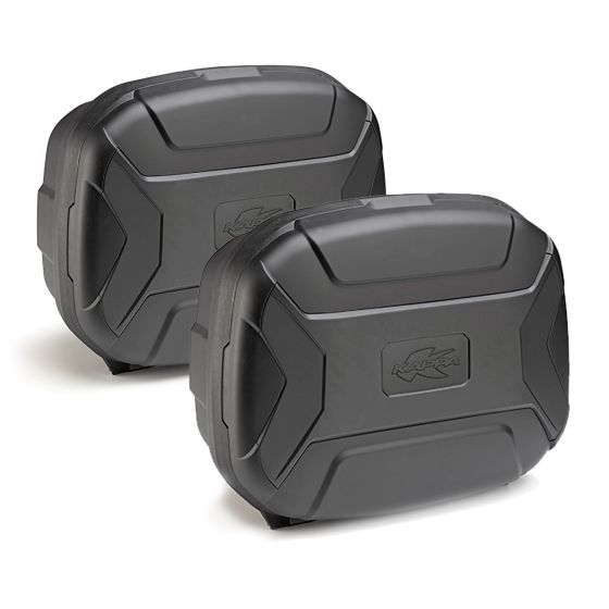 Kappa K'VECTOR MONOKEY motorcycle top cases in black, featuring a sleek, durable design with a 35-litre capacity, sold as a pair.
