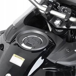 Kappa Tank Lock Fitting Kit in black, designed for Suzuki motorcycles, featuring a circular tank attachment with a secure locking mechanism and sleek, durable material.