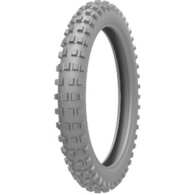Gray Kenda K257d tire with a knobby tread pattern designed for off-road use, featuring robust sidewalls for enhanced durability and traction.