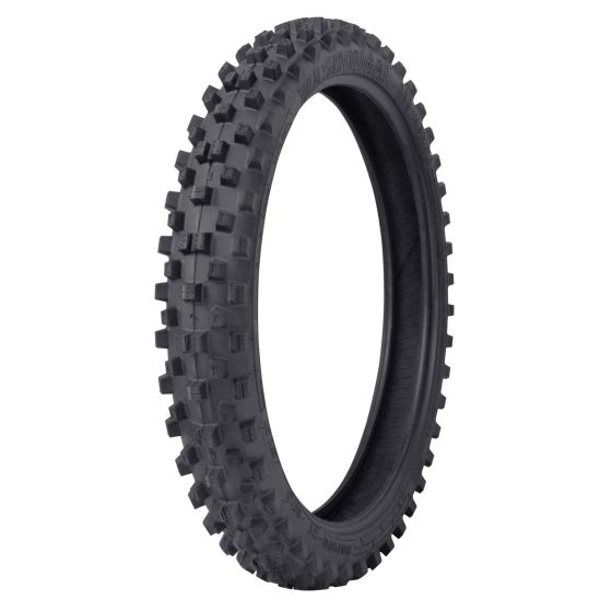 Black Kenda K7102F tire (60/100-12 TT 33J) featuring a rugged tread pattern designed for off-road performance and durability.