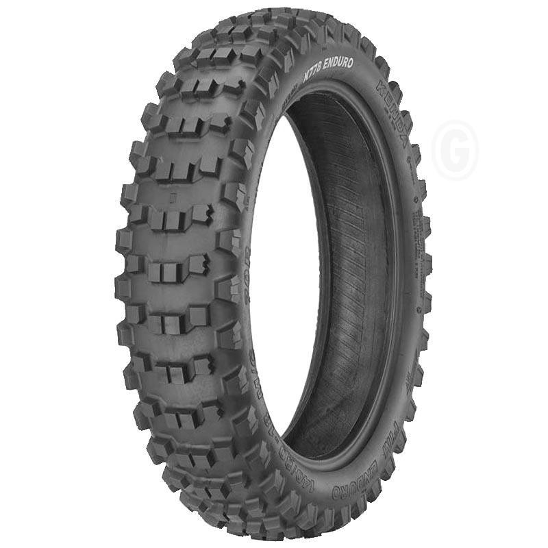 Black Kenda K778 Fim-Enduro tire featuring deep, aggressive treads designed for off-road traction and durability, with clear branding on the sidewall.