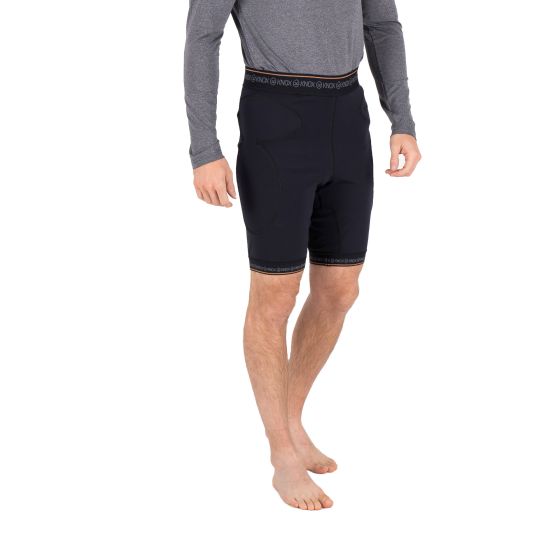 Black Knox Action Pro Armoured Motorcycle Shorts featuring a snug fit, reinforced padding for protection, and a comfortable waistband with the Knox logo.