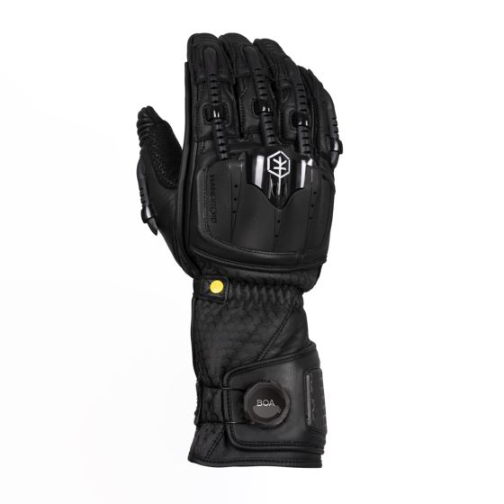 Black Knox Handroid MK V gloves in size XS feature a durable exterior, reinforced knuckles, and a secure wrist closure, designed for protection and comfort.
